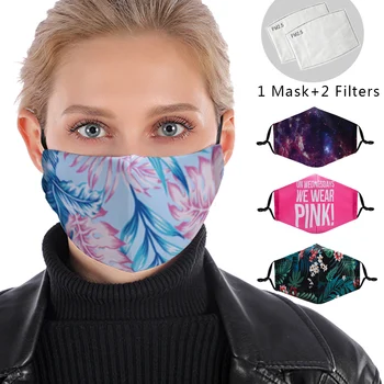 Štýlový 3D Opakovane Facemask Kvet Umývateľný Maska Bavlna Filter Maska Nastaviteľné Popruhy Proti Vetru Úst-utlmiť Úst Maska