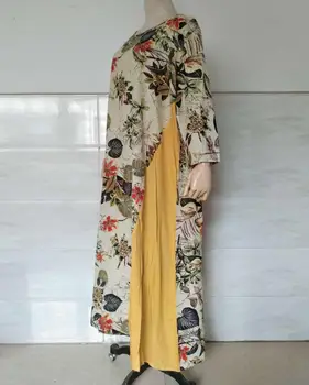 Letné kvetinové vytlačené Šitie Šaty plus veľkosť bežné maxi abaya kaftan ramadánu EID župan islamskej Judaic dubaj marocký šaty