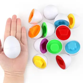 6pcs Montessori 3d Puzzle, Hračky Pre Deti, Výchova Matematika Smart Vajcia Skladačka Zmiešané Nástroje tvarov Farba Tvar Poznávania Detí, Hračky