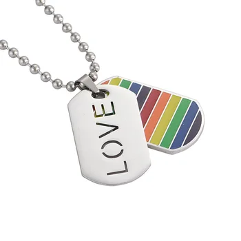 LGBT Nehrdzavejúcej Ocele korálky reťazca gay Šperky Dúhový PRIDE & LÁSKA Prívesok dvojvrstvové lesbické Príslušenstvo