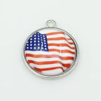 Vlajka USA 10pcs/veľa Amerike Kolo Crystal Visieť Charms DIY Náramok, Náhrdelník Prívesky, Šperky Visí Charms