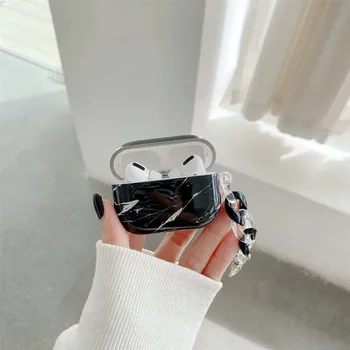 Hladké mramoru tvrdé plastové puzdro Pre apple Airpods 1 2 3 Pro Bluetooth headset Ochranné Slúchadlá Ulici trend kryt Keychain