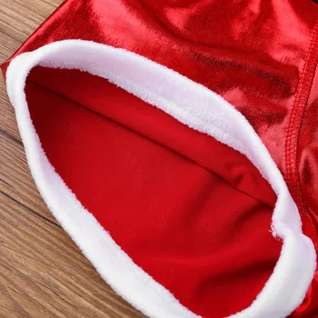 Vianočné Bielizeň Mužov Červená Faux Kožený Opasok Vytlačené Nohavičky Dovolenku Novinka Santa Claus Kostým Sexy Muž Tesný Trenýrky
