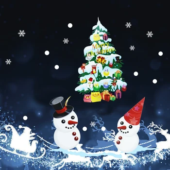 1pc Vianočné Windows Nálepky Veselé Vianoce Veniec snehové Vločky Vianočný Strom Stene Dvere nástenná maľba Nálepky-Nálepky na Zimnú Party Decor
