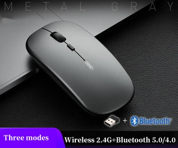Wireless 2.4 G Bluetooth 5.0 4.0 Stlmiť Myš, 1600DPI Nabíjateľná Power meter ergonomická myš Pre ipad Huawei IOS Android