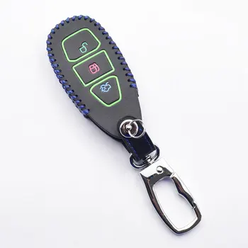 Svetelný Kožené Kľúča Vozidla Kryt Pre Ford Mondeo Focus 3 MK3 ST Kuga Titanium Smart Remote Fob Shell Chránič Prípade Keychain Taška
