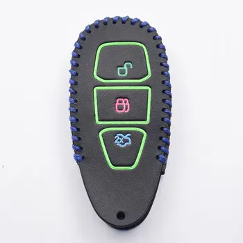 Svetelný Kožené Kľúča Vozidla Kryt Pre Ford Mondeo Focus 3 MK3 ST Kuga Titanium Smart Remote Fob Shell Chránič Prípade Keychain Taška