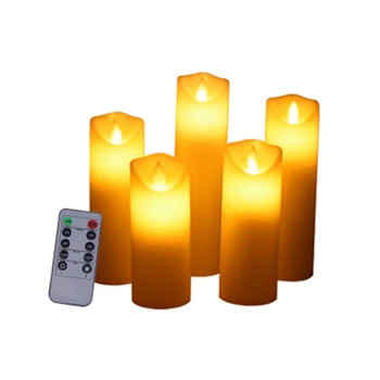 5pc Flameless Svadobné Dekoratívne Sviečky na batériový Pilier Reálne Vosk Knot Elektrické LED Sviečka Darčekové Sady s Diaľkovým ovládaním
