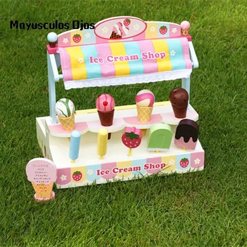 Letné Nové Ice Cream Tabuľka Ice Cream Stand Zmrzlina Shop Drevených Deti Hrať Dom Hračka Mš