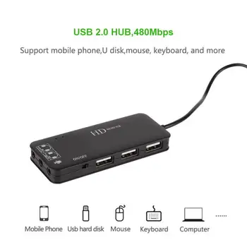 Multi-Funkčný USB HUB + Enternal Stereo Zvuková Karta Adaptéra s 3 Porty USB 2.0 2 Micphone Jack 3,5 mm Slúchadlá Audio AUX