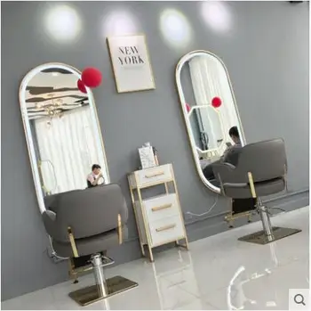 Web celebrity jednoduchá montáž na stenu holičstvo zrkadlo vlasy salon zrkadlo vlasov strihanie zrkadlo vlasy salon zrkadlo s lampou