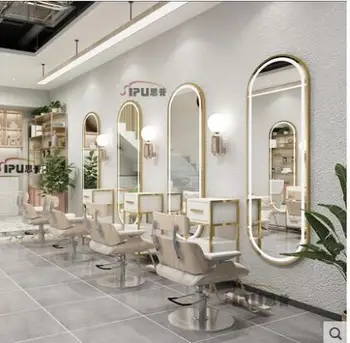 Web celebrity jednoduchá montáž na stenu holičstvo zrkadlo vlasy salon zrkadlo vlasov strihanie zrkadlo vlasy salon zrkadlo s lampou