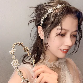 Barokový Páse S Nástrojmi Veľký Luk Crystal Pearl Čelenky Pre Ženy Kórea Vlasy Príslušenstvo, Vlasy Kapely Vlasy Luky Koruny Hairbands