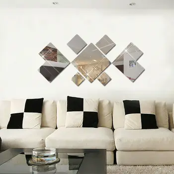DIY Akryl Diamond Zrkadlo 3D strieborné Dekorácie na Stenu-Nálepky Samolepiace pre Domáce obývacia izba, kúpeľňa veľké Umenie Ozdoby