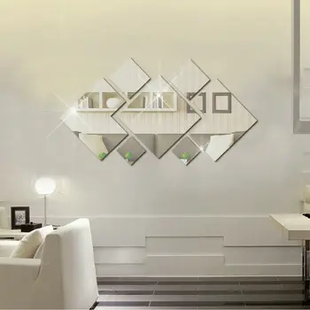 DIY Akryl Diamond Zrkadlo 3D strieborné Dekorácie na Stenu-Nálepky Samolepiace pre Domáce obývacia izba, kúpeľňa veľké Umenie Ozdoby