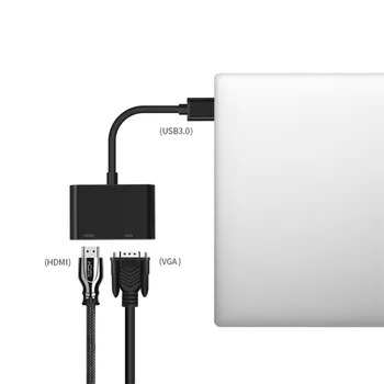USB3.0-HDMI+VGA Adaptér 1080P Multi-Displej USB3.0-HDMI VGA Konvertor Audio Video Kábel pre Laptop PC, Monitor, Projektor