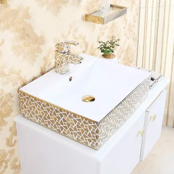 Európa štýl kúpeľňa márnosťou, čínsky Jingdezhen Umenie Počítadlo Top keramické strane umývadlo kabinet umývadlá obdĺžnikové