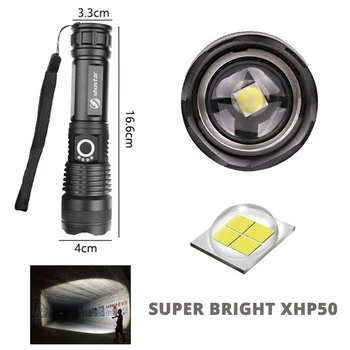 XHP50 LED Požičovňa Svetlo Super Jasná bicykli Taktická Baterka 5 Režim USB Nabíjateľné Zoom Pomocou 18650 alebo 26650 pre Vonkajšie koni