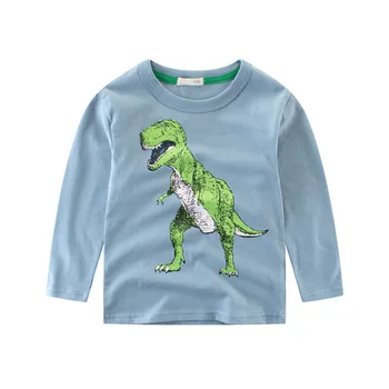 2020 ins T-REX dinosaura bavlna cartoon dlhý rukáv t-shirt chlapec dievča tričko roztomilý topy mikina deti deti pyžamo tričko nové