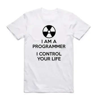 Ázijské Veľkosť Mužov A Žien Tlač ja som Programátor Geek Funny T Shirt O-Krku Krátkym Rukávom Letné Bežné T-shirt HCP939