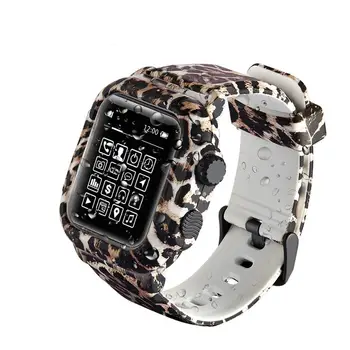 Silikónové Športové Popruh pre apple hodinky kapela 42mm náramok s TPU Tváre Ochranné hodinky puzdro pre apple hodinky 4 kapela 44 mm Leopard