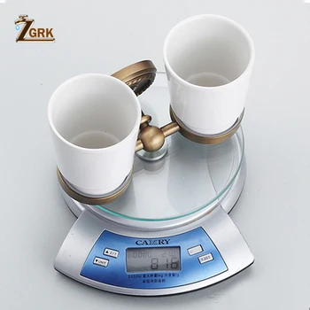 ZGRK Cup & Tumbler Držiteľov Retro Mosadz Materiál Nástenné kúpeľňové Doplnky z Mosadze Double Cup Vybavenie na