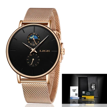 LIGE Ženy, Luxusné Značky Sledovať Jednoduché Quartz Lady Nepremokavá Náramkové hodinky Ženskej Módy Bežné Hodinky Hodiny reloj mujer 2020