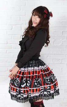 Originálny Dizajn Sladké Lolita Princezná Black Halloween Tekvica Malý Diabol Vytlačené Krátke Sukne