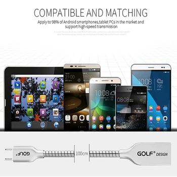 GOLF Kirsite 1m Micro USB Sync Dátový Nabíjací Kábel Pre Samsung S4 S6 S7 Okraji Pozn.2/4 LG G3 G4 Česť 6 Plus Android Nabíjací Kábel