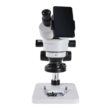 HD Stereo Trinocular Smartphone Mikroskopom zoom 3.5 90X spájkovanie DPS telefón opravy Priemyselných hliníkové spájky, LED svetlo Krúžok