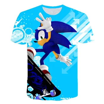 Deti Roztomilý 3D animovaný T Shirt Deti Oblečenie Letné Krátke Vytlačené Sonic The Hedgehog t-shirt Chlapcov Streetwear Dospievajúce Deti Topy