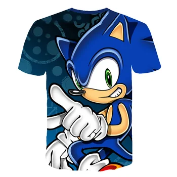 Deti Roztomilý 3D animovaný T Shirt Deti Oblečenie Letné Krátke Vytlačené Sonic The Hedgehog t-shirt Chlapcov Streetwear Dospievajúce Deti Topy