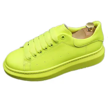 CuddlyIIPanda Mužov Módne Členkové Topánky Na Jar Jeseň Hrubé Dno Mládeže Trendy Tenisky Muž Luxusné Dizajnér Žltá Tenisky