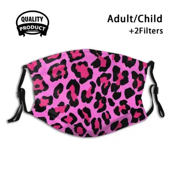 Hot Pink Leopard Tlač Proti Prachu, Filter Muži, Ženy, Deti, Dievča, Chlapec Teens Úst Masky Gepard Gepard Tlač Gepard Vzor