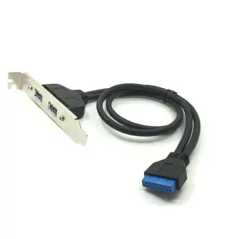 50 Dual Port USB 3.0 na Doske Doske 20kolíkový Hlavičky Kábel Adaptéra w/ Zadné PCI Držiak Panel,20-kolíky 2 X USB Žena