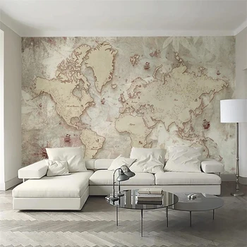 Beibehang Prispôsobené veľké steny maliar retro štýle starých Amerických Nordic mape sveta, TV joj, steny, tapety abstraktných de parede