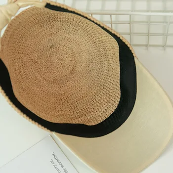 Dámske módne luk raffia šiltovku klobúk ulici výlet nakupovanie klobúk ručne háčkované dovolenku klobúk odrazu spp clonu klobúk