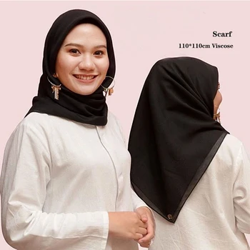 110*110 cm Štvorcových Bavlna Moslimských Hidžáb Šatku Ženy Farbou Mäkké Islamskej Šatky Šály a Zábaly hlavový most Musulman Šatky