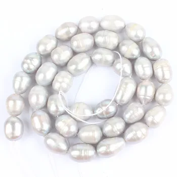Móda prírodné 7-8mm Oválny Tvar Sivá pearl korálky náhrdelník Pre Ženy, Dievča, sladkovodné perlový náhrdelník šperky, takže urob si sám