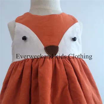 Sladké Batole Detské Dievčatá Fox Štýl Bežné Šaty Volánikmi Jeseň Zima Módne Šaty Oranžovej Farby, Vianočné Šaty