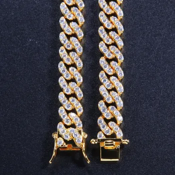 Uwin 9 mm Micro Pave Ľadový CZ Kubánskej Odkaz Náhrdelníky, Retiazky Zlatá Farba Luxusné Bling Bling Šperky, Módne Hiphop Pre Mužov