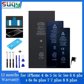 Suqy pre Iphone 4/4s/5/5/5c/se/6/6 Plus/6s/6s Plus/7/7 Plus/8/8 Plus Akumulátor Batéria pre Apple IPhone 5s 0 Cyklu Batérie