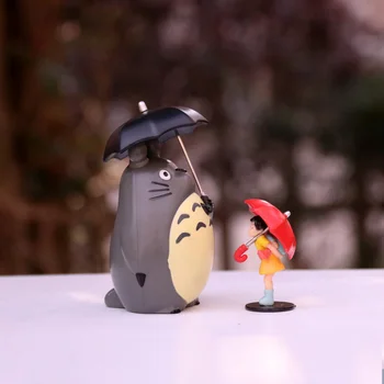Japonsko Miyazaki Dáždnik Totoro Bábika Garáž Kit Auto Dekorácie Tri-Kus Ploche Auto Dekorácie Interiéru Darček