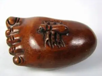 Woonden dreva Krušpán vyrezávané araneid na nohy Netsuke
