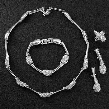 Slnečné Šperky Ženy, Svadobné Šperky Set Dubaj Svadobné Cubic Zirconia Bowknot Srdce Náhrdelníky Náušnice, Prsteň Náramok Etnických Šperky