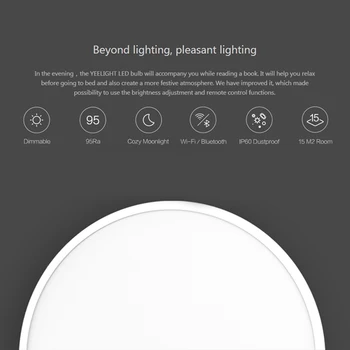 Yeelight YLXD01YL 28W Kolo LED Stropné svietidlo Smart APP bluetooth, WiFi Ovládanie IP60 Prachotesný Obývacia Izba Moonlight Lampa