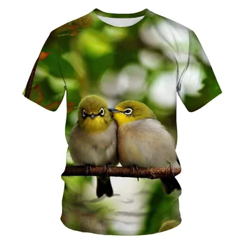Malý vták T-shirt 3d tlač bežné tričko Animal lete priedušná O-krku krátky rukáv t-shirts vysokej kvality tees mens tshirts
