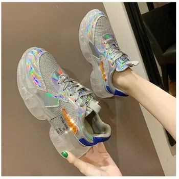 2020spring Trend Ženy Transparentné Tenisky Harajuku Platformu Žena Topánky Laser Jelly Ležérne Topánky čistiť Topánky Bežecká Obuv