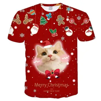 Zábavné Tričká Vianoce, T-shirts Mužov Vianoce Tshirts Bežné Santa Claus T Shirt 3d Snehuliak Tlač Strany Tričko Printed Krátky Rukáv