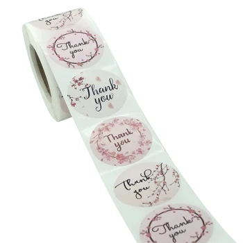 Ružová Cherry Blossom Ďakujem Nálepky, Štítok 500pcs 3.8 cm Svadobné Party Darček Obchodné Balenie Dekorácie, Nálepky na kancelárske potreby